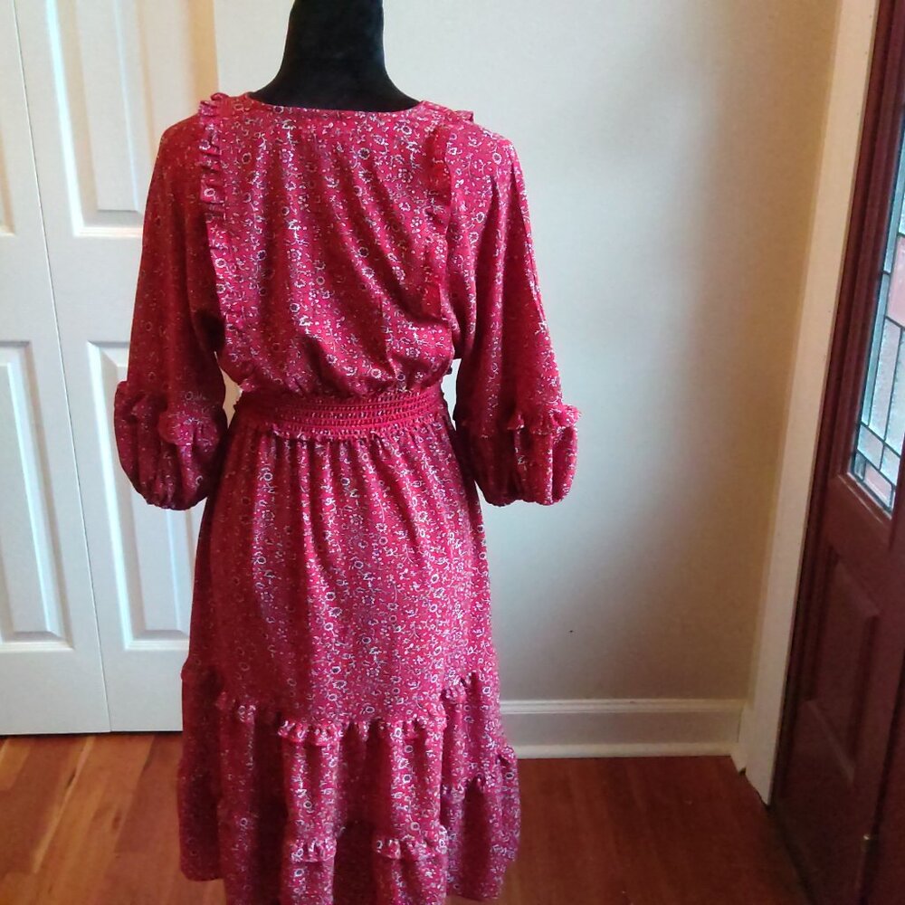 Max Studio Red Empire Waist Tiered Dress - Picture 2 of 5